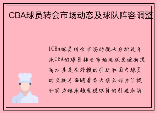 CBA球员转会市场动态及球队阵容调整